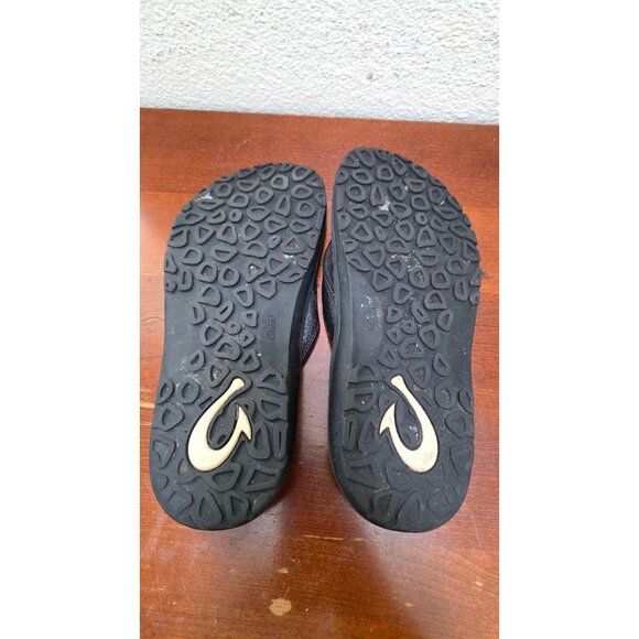 Olukai Black Leather Men's Thong Flip Flop Sandals Rubber Outsole Size 9M - Picture 5 of 8